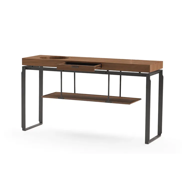 Black Metal And Wood Console Table